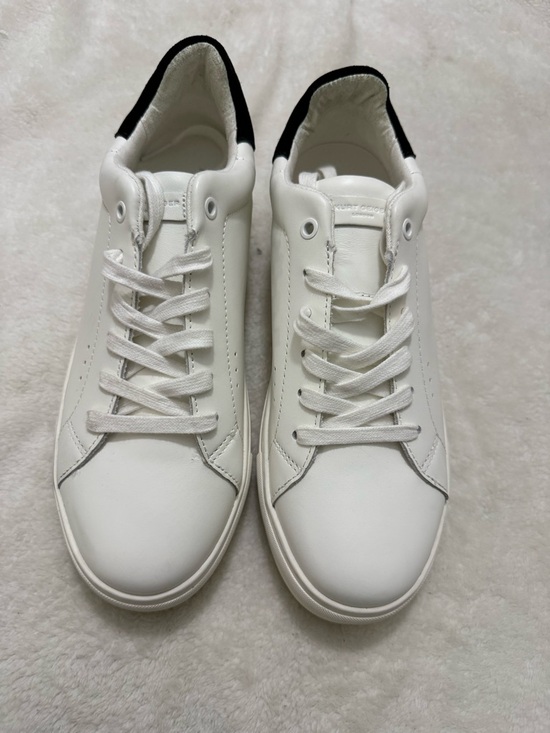 Kurt Geiger Shoes - Kurt Geiger White Leather Sneakers with Black Heel Accent